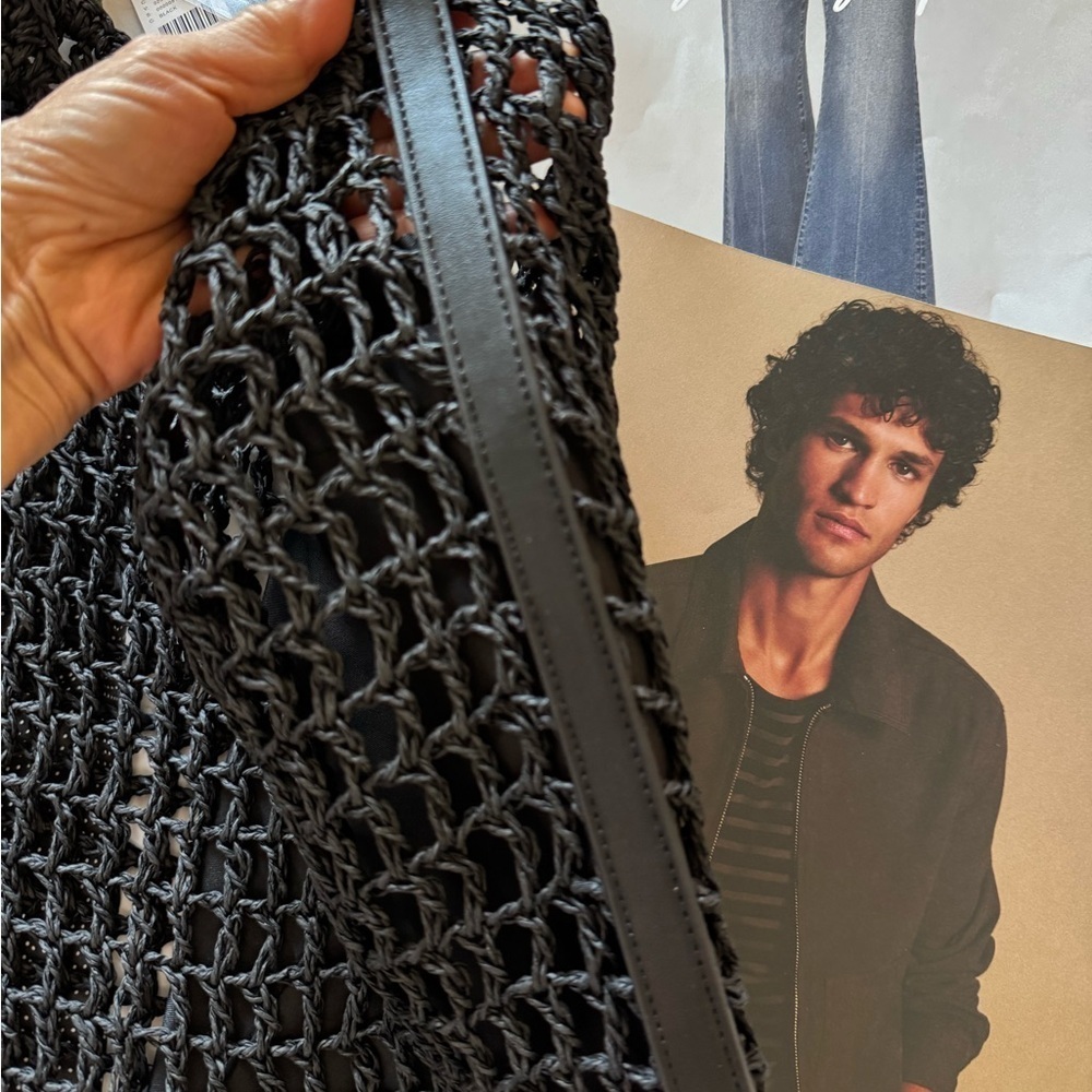 New -Anthropologie Black Crochet Shoulder Bag - Picture 5 of 5